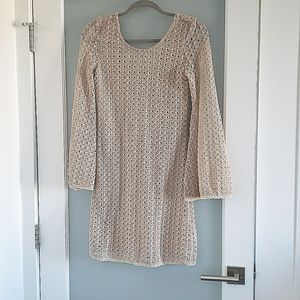 Crochet Style Nude Color Mini Dress